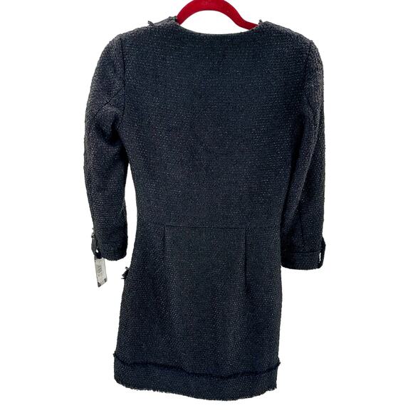 GUESS SZ 4 S black woven pullover faux double breast embellished jacket B123 - Picture 2 of 9